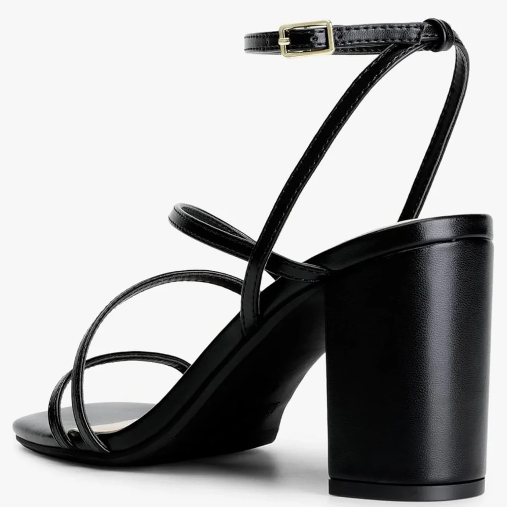NWT Dream Paris Strappy Chunky Square Open Toe Block Heel Sandals - Picture 5 of 8